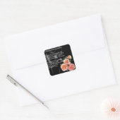 Geweldig grootmoeder gedicht - bloemen op zwart vierkante sticker (Envelop)