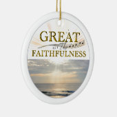 "Geweldig is hun trouw" KJV Scriptcitaat uit KJV Keramisch Ornament (Rechts)