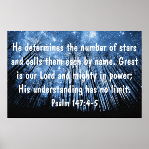 Geweldig is onze Heer Bijbelververs 147:4-5 Poster