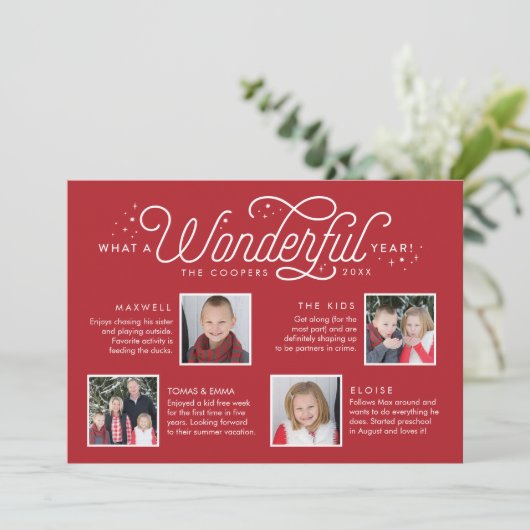 Geweldig jaar in Review Familie Nieuwsbrief Foto Feestdagenkaart (Staand voorkant)
