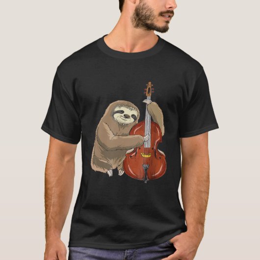 Geweldig Jazz Shirt Luiaard die Contrabas Cello S (Voorkant)