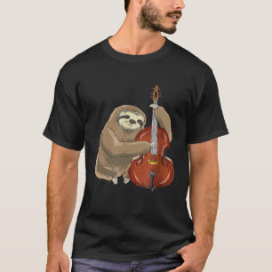 Geweldig Jazz Shirt Sloth Spelen Contrabas Cello M