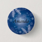 Geweldig kerstblauw Silver SNowflake Ronde Button 3,2 Cm (Voorkant)