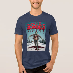 Geweldig Kerstmis grappige Zombie Jager Kerstmis Tri-Blend Shirt