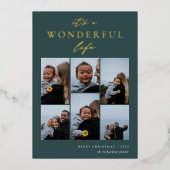 Geweldig leven | 6 Kerstkerst met fotocollage Folie Feestdagenkaart (Voorkant)