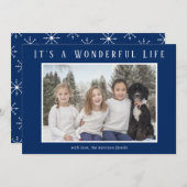 Geweldig Leven Blauw Foto Modern Kerstmis Feestdagenkaart (Voorkant / Achterkant)