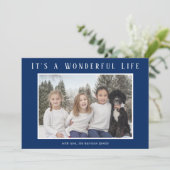 Geweldig Leven Blauw Foto Modern Kerstmis Feestdagenkaart (Staand voorkant)