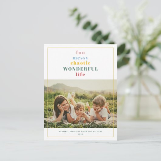 Geweldig leven Je aangepaste tekst Modern Foto Feestdagenkaart (Staand voorkant)