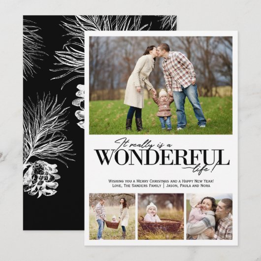 Geweldig leven met zwarte letters met vier PH | Feestdagenkaart (Voorkant / Achterkant)