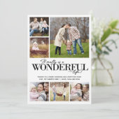 Geweldig leven met zwarte letters met zes graden | feestdagenkaart (Staand voorkant)