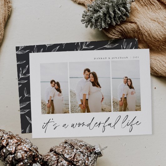 Geweldig leven | Modern minimaal 3 foto Kerstmis Feestdagenkaart