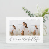 Geweldig leven | Modern minimaal 3 foto Kerstmis Feestdagenkaart (Staand voorkant)