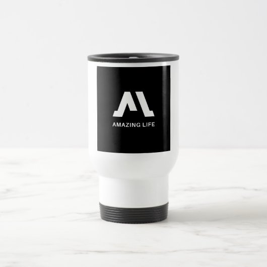 Geweldig Leven Monochroom A Logo Reisbeker (Center)