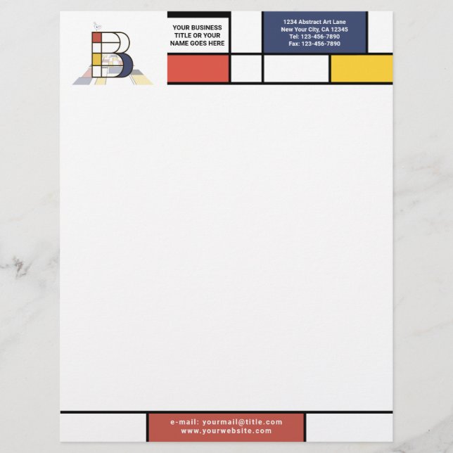Geweldig modern kunstmonogram. Brief B Letterhead Briefhoofd (Voorkant)