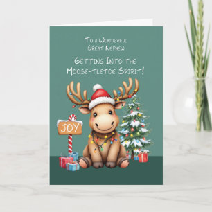 Geweldig neefje Schattig Funny Moose Christmas Kaart