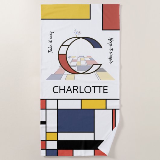 Geweldig neoplasticisme Art Monogram. Brief C Strandlaken (Voorkant)