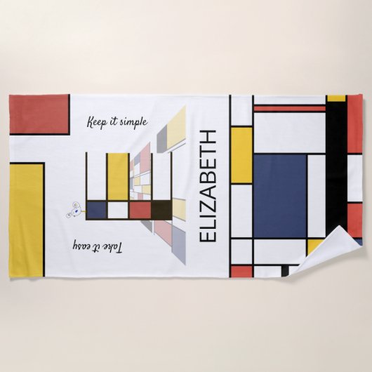 Geweldig neoplasticisme Art Monogram. Brief E Strandlaken (Voorkant)