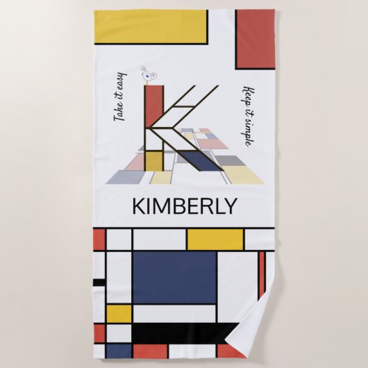 Geweldig neoplasticisme Art Monogram. Brief K Strandlaken (Voorkant)