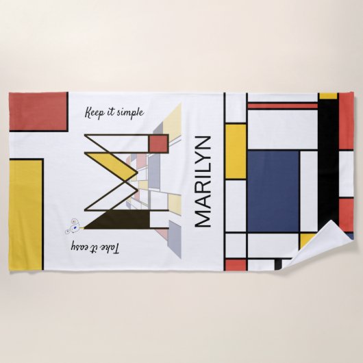 Geweldig neoplasticisme Art Monogram. Brief M Strandlaken (Voorkant)