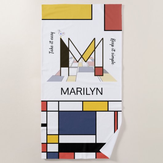 Geweldig neoplasticisme Art Monogram. Brief M Strandlaken (Voorkant)