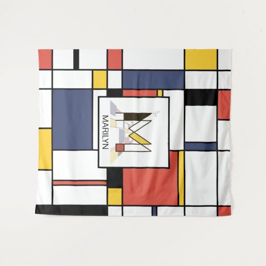 Geweldig neoplasticisme Art Monogram. Brief M Wandkleed (Voorkant (horizontaal))