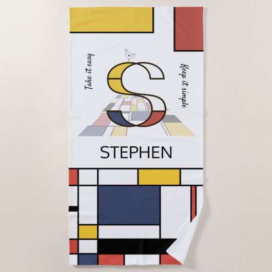 Geweldig neoplasticisme Art Monogram. Brief S Strandlaken (Voorkant)