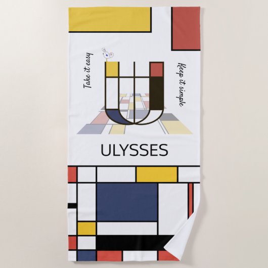 Geweldig neoplasticisme Art Monogram. Brief U Strandlaken (Voorkant)