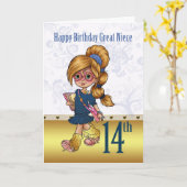 Geweldig nichtje 14e verjaardag met trendy meisje kaart (Gele Bloem)