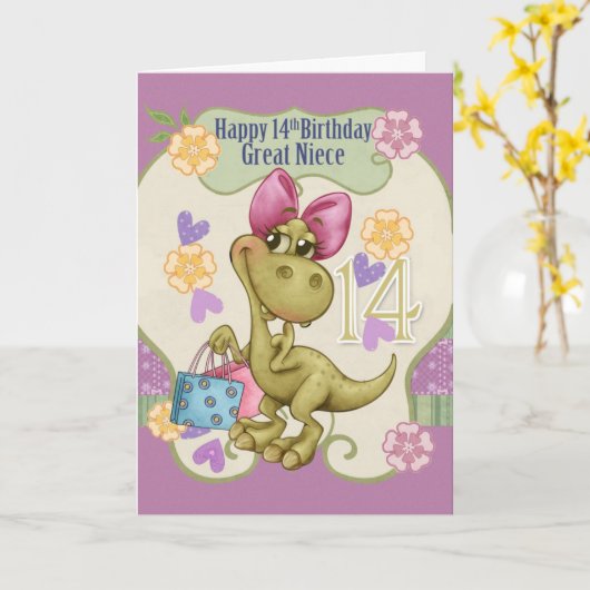 Geweldig nichtje 14e verjaardag met winkelende din kaart (Gele Bloem)