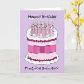 Geweldig nichtje Happy Birthday Cartoon Cake Kaart (Gele Bloem)