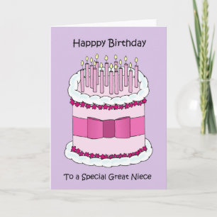 Geweldig nichtje Happy Birthday Cartoon Cake Kaart