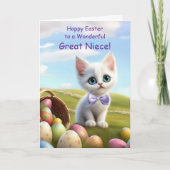 Geweldig Nichtje Happy Easter Schattige Kitten met Kaart (Voorkant)