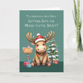 Geweldig nichtje Schattig Funny Moose Christmas Kaart (Voorkant)