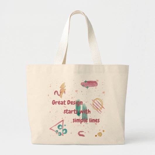 Geweldig ontwerp begint met Simple Lines Canvas ta Grote Tote Bag (Voorkant)