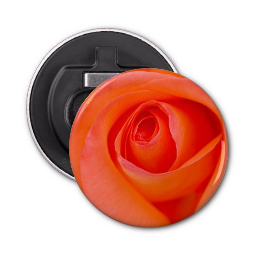 Geweldig Oranje Roos Bud Button Flesopener (Voorkant)