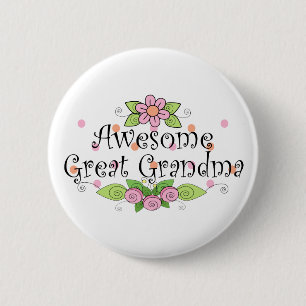 Geweldig overgrootmoeder T-shirt Ronde Button 5,7 Cm