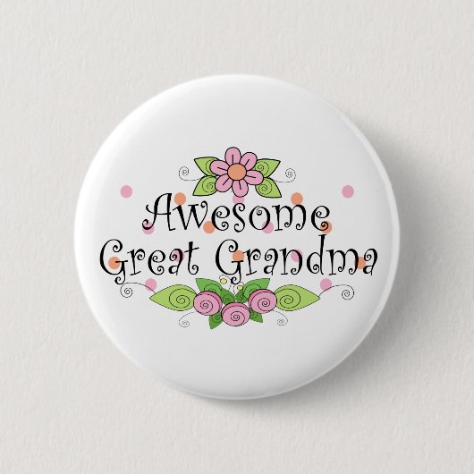 Geweldig overgrootmoeder T-shirt Ronde Button 5,7 Cm (Voorkant)
