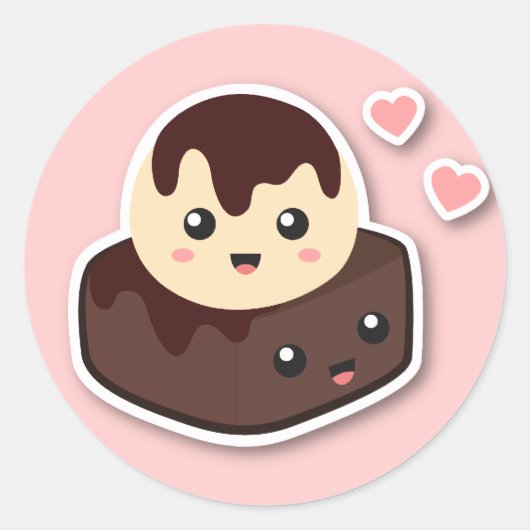 Geweldig paar Vanilla Ice Cream en Brownie Ronde Sticker (Voorkant)