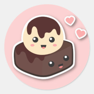 Geweldig paar vanille-ijs en brownie ronde sticker