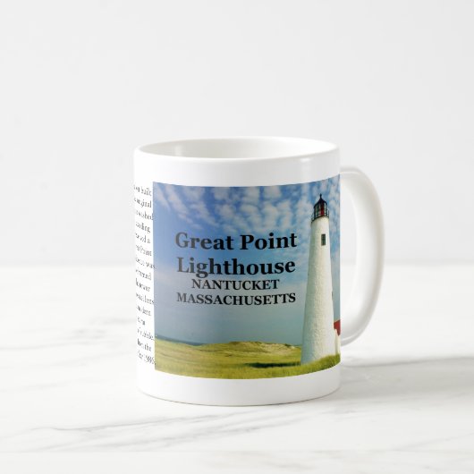 Geweldig punt vuurtoren, Nantucket MA Mok (Voorkant rechts)