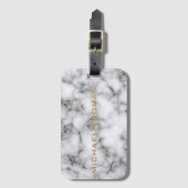 Geweldig realistisch wit marmeren patroon Monogram Bagagelabel (Voorkant (verticaal))