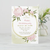 geweldig roze bloemen gouden feestdag kaart (Staand voorkant)