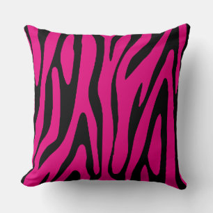 Geweldig roze en zwarte zebra huid strepen patroon kussen