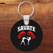 Geweldig Savate Boxing Design Kick MMA Kickboksen Sleutelhanger (Voorkant)