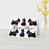 "Geweldig Scott!", Schotse Terrier blanco kaart 2 (Gele Bloem)