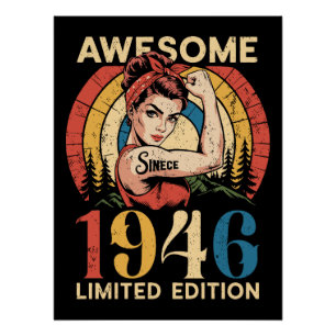 Geweldig Sinds 1946 Retro 80ste Verjaardag Vrouwen Perfect Poster