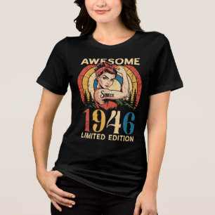 Geweldig sinds 1946 Vintage 80ste verjaardag voor Tri-Blend Shirt