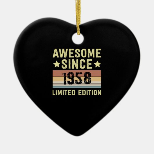 Geweldig sinds 1958 Retro Grappig Verjaardagsfeest Keramisch Ornament (Voorkant)
