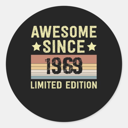 Geweldig sinds 1969 Verjaardag Ronde Sticker (Voorkant)