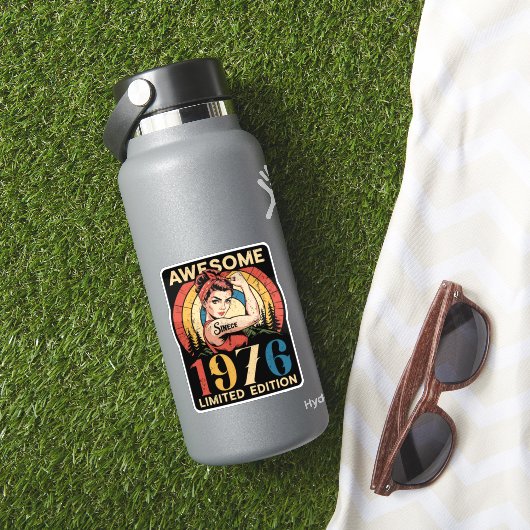Geweldig sinds 1976 50ste verjaardag retro voor vr sticker (HydroFlask Insitu)